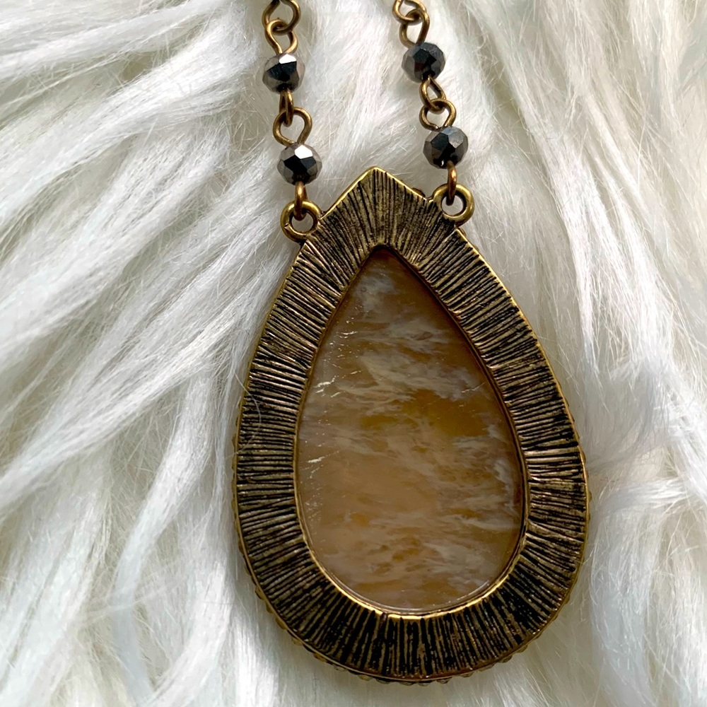 Long Layering Brown Stone Statement Necklace - image 7